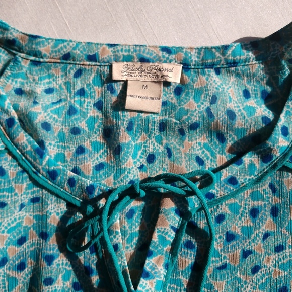 Lucky Brand Sheer Peasant BOHO Top - Picture 8 of 8